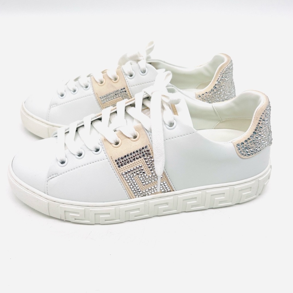 Versace Crystal Embellished Low Top Lace Up Sneakers 7.5 (37.5) NWT
